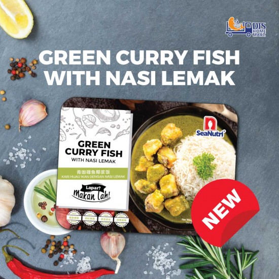 Green Curry Fish With Nasi Lemak 青咖喱鱼椰浆饭